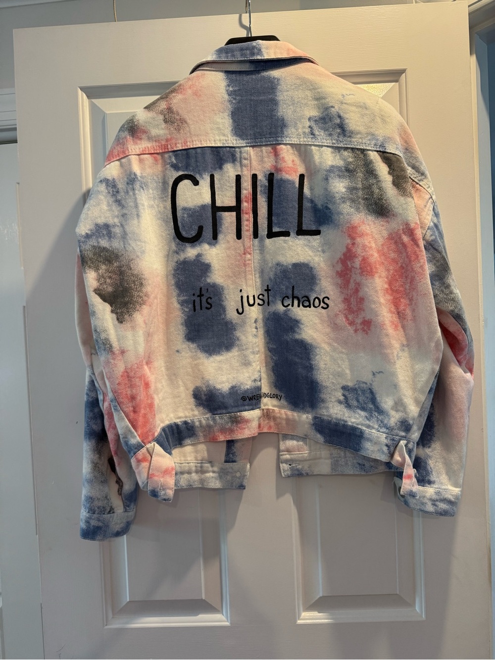 CHILL Tie-Dye Jean Jacket - Blue, Pink & White